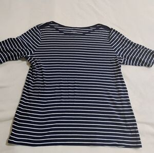 St. John's Bay Navy & White Striped Short Sleeve Tee